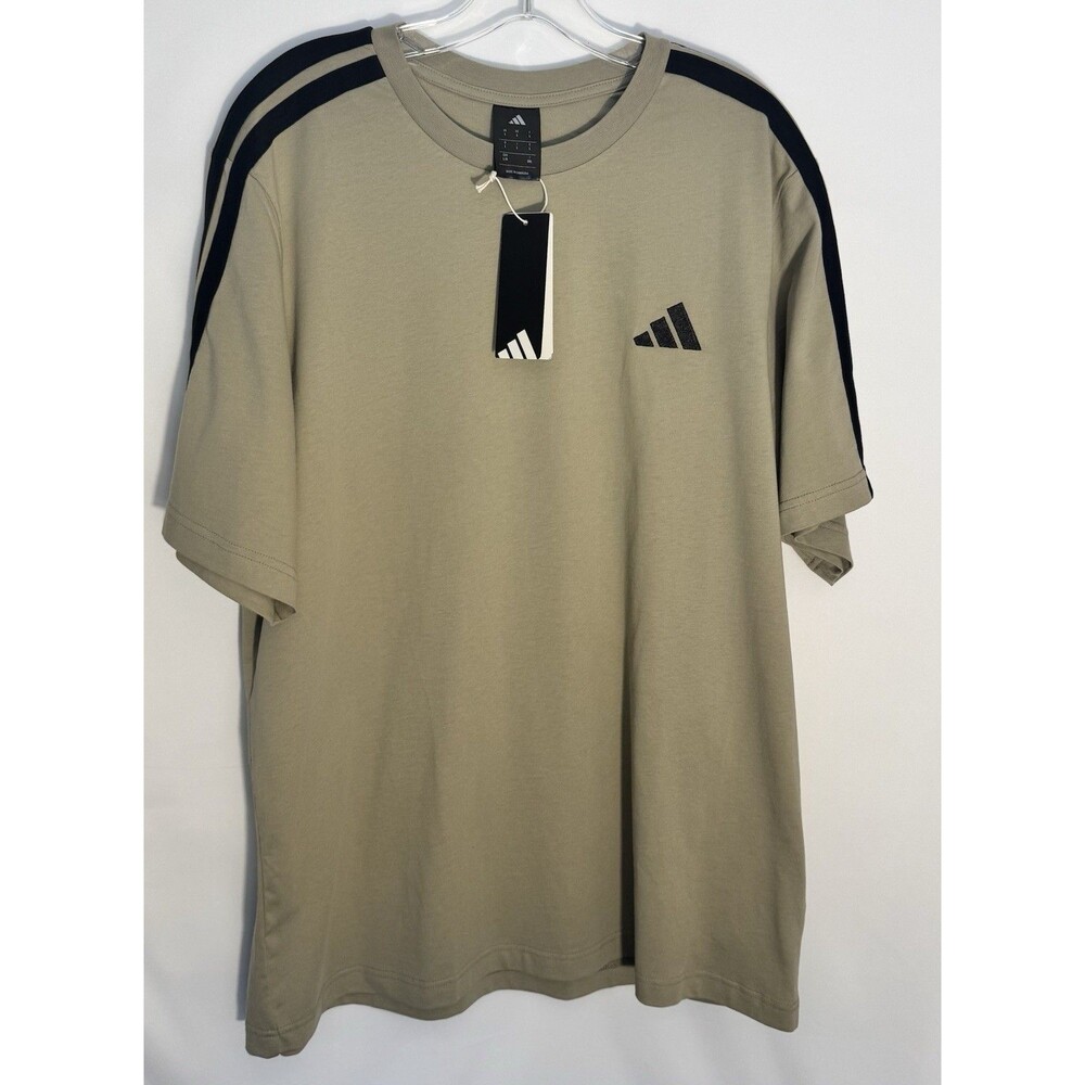 Adidas  Men's 3-Stripes Tee -size Large New With Tags Khaki Color